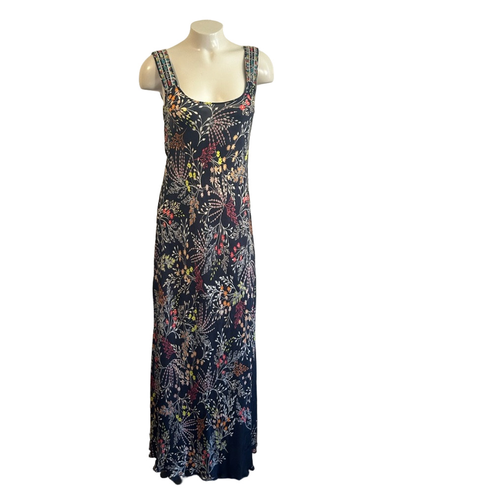 Johnny Was SM floral Sheath Maxi Dress Square Neck as is